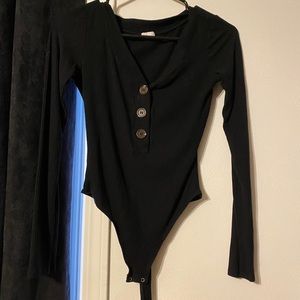 Garage black button up bodysuit